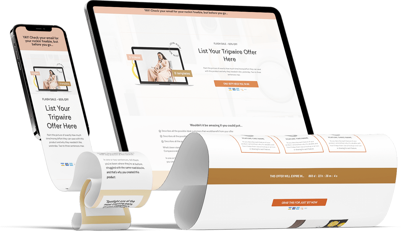 Tripwire sales page template mockup